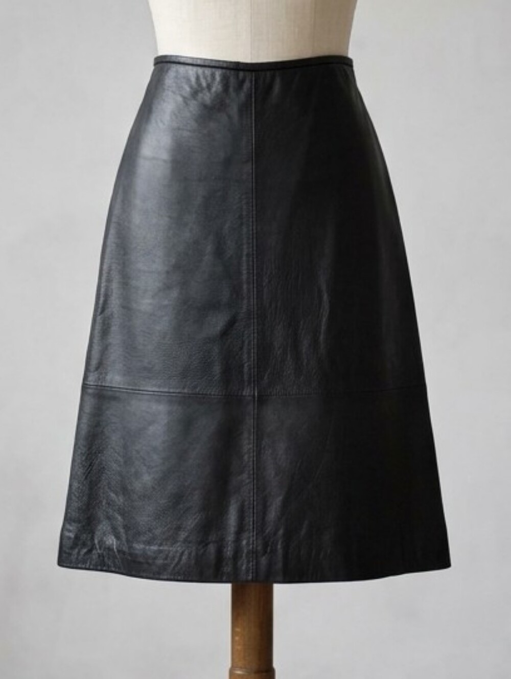 Anonymous John Carlisle Black Leather A-Line Skirt 10
